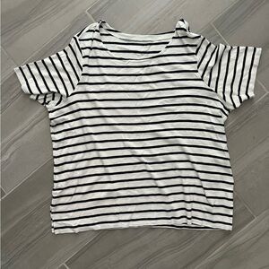 🌿 J. Jill Pima Slub Cotton Scoop Neck Striped Tee 2X – Side Slit Style 🌿